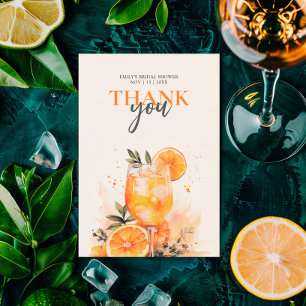 Cartão De Agradecimento Chá de Noiva Aquarela Aperol Spritz