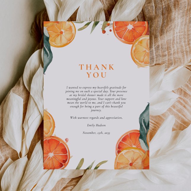Cartão De Agradecimento Chá de Noiva Aquarela Aperol Spritz (Criador carregado)