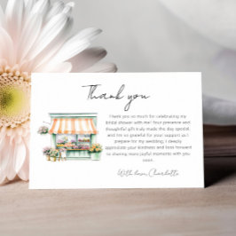 Cartão De Agradecimento Chá de Noiva Aquarela Loja de Flores do Mercado