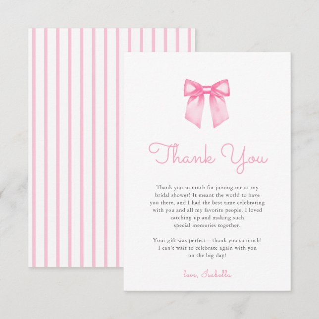 Cartão De Agradecimento Chá de Noiva Arco Rosa Elegante (Frente/Verso)