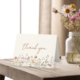 Cartão De Agradecimento Chá de Noiva Boêmio Caprichoso de Flores Silvestre