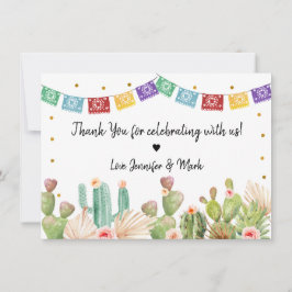 Cartão De Agradecimento Chá de Noiva Boho Cactus Fiesta