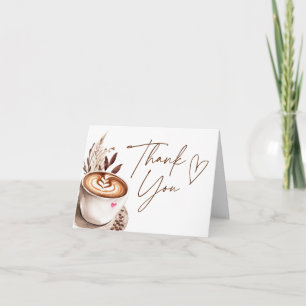 Cartão De Agradecimento Chá de Noiva Boho Coffee