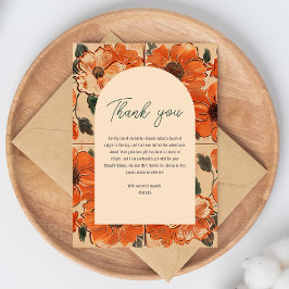 Cartão De Agradecimento Chá de Noiva Boho de Terracota Elegante