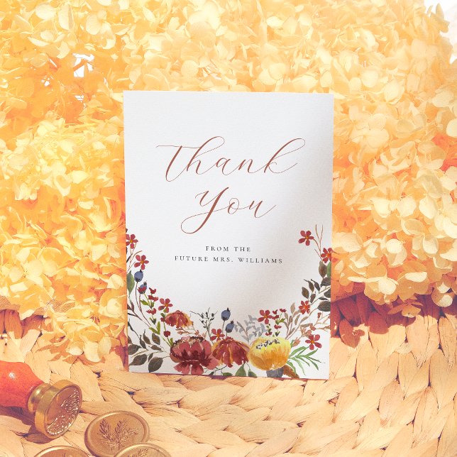 Cartão De Agradecimento Chá de Noiva Boho Floral de Flor Silvestre Elegant (Criador carregado)