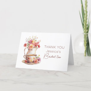 Cartão De Agradecimento Chá de Noiva Boho Floral Festa de Noivado Vintage