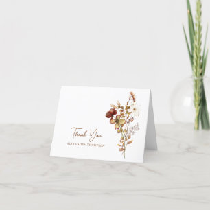 Cartão De Agradecimento Chá de Noiva Boho Rústico Terroso Botânico da Natu
