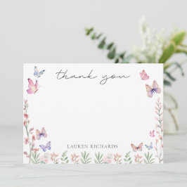 Cartão De Agradecimento Chá de Noiva Borboletas Modernas 