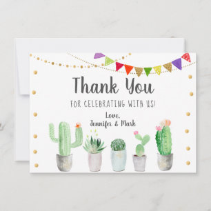 Cartão De Agradecimento Chá de Noiva Cactus Fiesta Obrigado