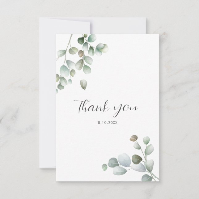 Cartão De Agradecimento Chá de Noiva com Letra de Aquarela Elegante (Frente)