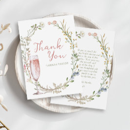 Cartão De Agradecimento Chá de Noiva com Pétalas e Prosecco