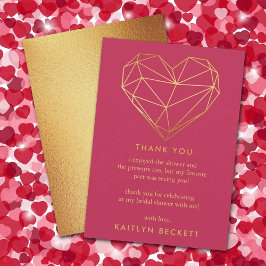 Cartão De Agradecimento Chá de Noiva Coração Geométrico Dia dos Namorados