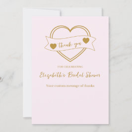 Cartão De Agradecimento Chá de Noiva Corações de Ouro para Sempre