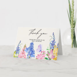 Cartão De Agradecimento Chá de Noiva Cute Floral Ele Me Dá Borboletas