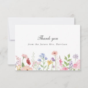 Cartão De Agradecimento Chá de Noiva da Primavera Floral Border