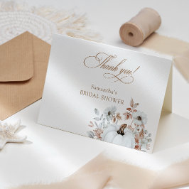 Cartão De Agradecimento Chá de Noiva de Abóbora Branca de Outono