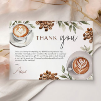 Cartão De Agradecimento Chá de Noiva de Café - O Amor Está no Preparo Obri