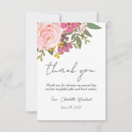 Cartão De Agradecimento Chá de Noiva de Jardim Floral Rosa Primavera