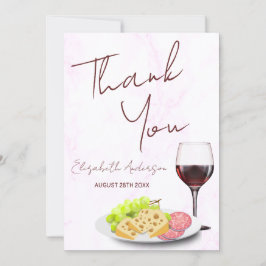 Cartão De Agradecimento Chá de Noiva de Vinho e Charcuterie