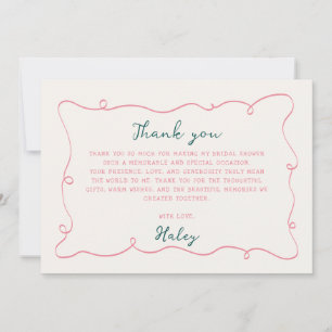 Cartão De Agradecimento Chá de Noiva Desenhado à Mão