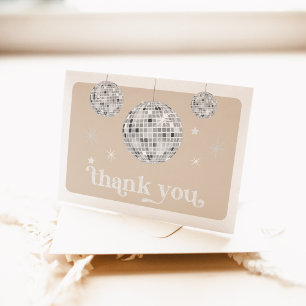 Cartão De Agradecimento Chá de Noiva Disco Retro Prateado Groovy