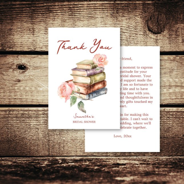 Cartão De Agradecimento Chá de noiva do novo capítulo do livro de história (Story book new chapter books themed bridal shower thank you card)