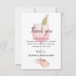 Cartão De Agradecimento Chá de Noiva Elegante Cocktail Rosa Bubbly Brunch