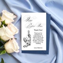 Cartão De Agradecimento Chá de Noiva Elegante e Minimalista "Vino Before V