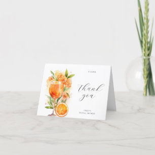 Cartão De Agradecimento Chá de Noiva em Aquarela com Aperol Spritz