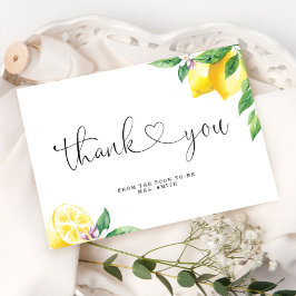 Cartão De Agradecimento Chá de noiva em aquarela com limão