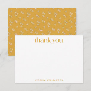 Cartão De Agradecimento Chá de Noiva Floral Amarelo Vintage Personalizado