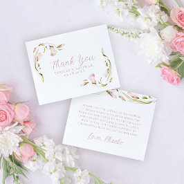 Cartão De Agradecimento Chá de Noiva Floral Aquarela Rosa Choque Flat