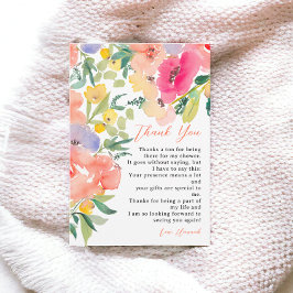 Cartão De Agradecimento Chá de noiva floral boêmio brilhante e ousado no j