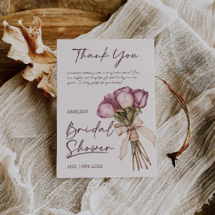Cartão De Agradecimento Chá de Noiva Floral Boho