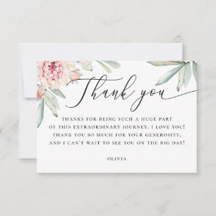 Cartão De Agradecimento Chá de Noiva Floral Boho Aquarela Botânica