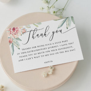 Cartão De Agradecimento Chá de Noiva Floral Boho Aquarela Botânica