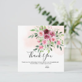 Cartão De Agradecimento Chá de Noiva Floral Borgonha