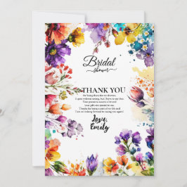 Cartão De Agradecimento Chá de noiva floral colorido