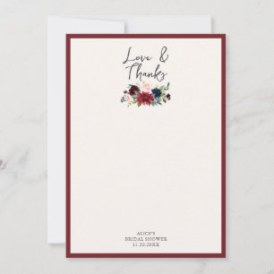 Cartão De Agradecimento Chá de Noiva Floral de Amor e Gratidão