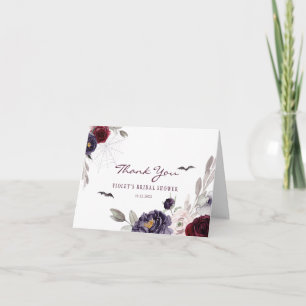 Cartão De Agradecimento Chá de Noiva Floral de Halloween