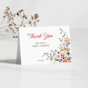 Cartão De Agradecimento Chá de Noiva Floral Elegante