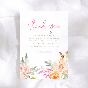 Cartão De Agradecimento Chá de Noiva Floral em Aquarela