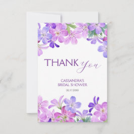 Cartão De Agradecimento Chá de Noiva Floral Gerânio Violeta