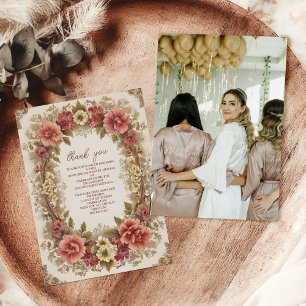 Cartão De Agradecimento Chá de Noiva Floral Real Vitoriano
