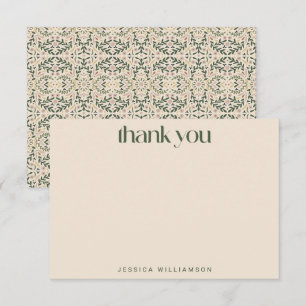 Cartão De Agradecimento Chá de Noiva Floral Verde Vintage Personalizado
