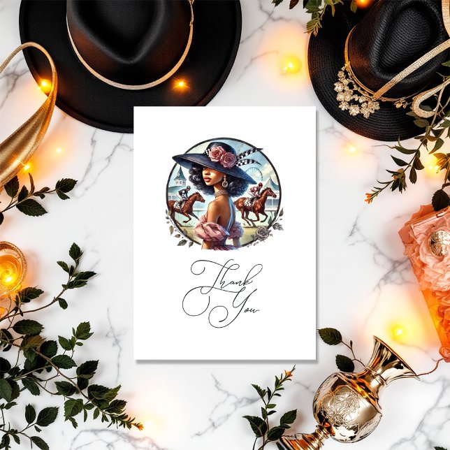 Cartão De Agradecimento Chá de Noiva Inspirado em Derby "Rumo ao Altar" (Derby-Inspired "Off to the Altar" Bridal Shower Thank You Card)