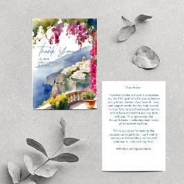 Cartão De Agradecimento chá de noiva italiano mediterrâneo da costa de Ama