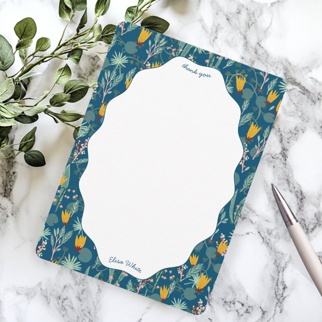 Cartão De Agradecimento Chá de Noiva Jardim Aquático Floral Fofo PERSONALI (Water Garden Floral Bridal Shower Cute CUSTOM Thank You Card
)