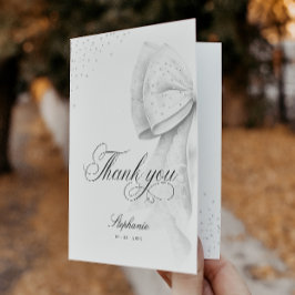 Cartão De Agradecimento Chá de Noiva Laço Branco Dobrado