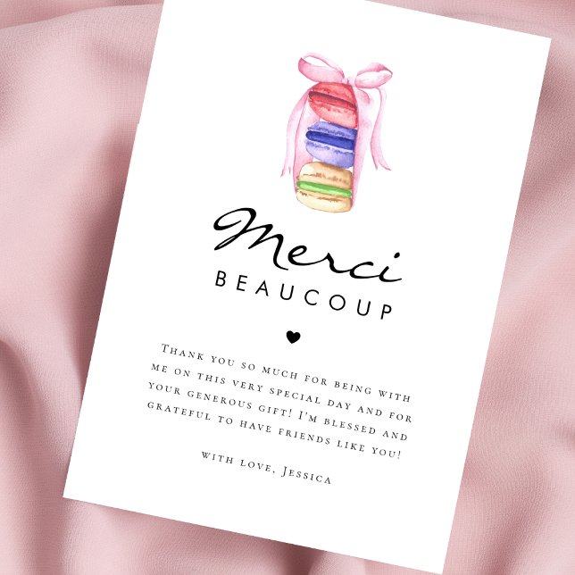 Cartão De Agradecimento Chá de Noiva Macaron Merci Beaucoup Francês (Criador carregado)
